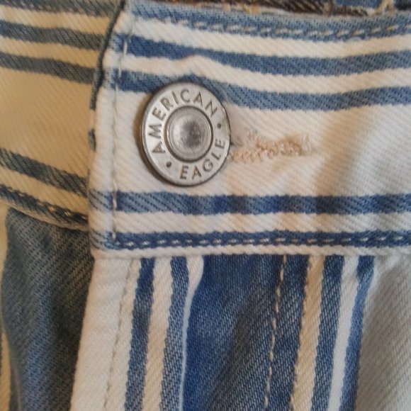 NWOT American Eagle Blue and white striped jeans size 12 - Picture 6 of 13